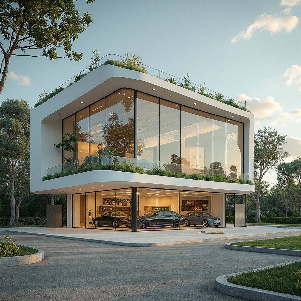 Concesionario automotriz moderno con enfoque sustentable